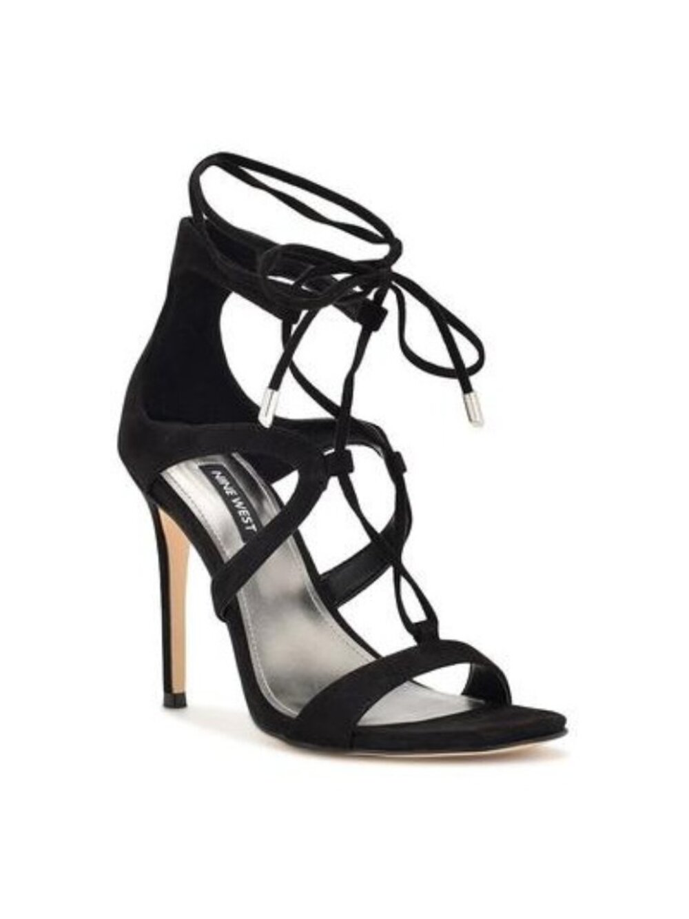 Nine West Womens Mindi Open Toe Ankle Wrap Heeled Sandals Black Size 11M NWB